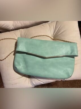 Turquoise Chain Strap Clutch Purse